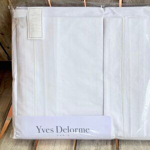 Yves Delorme Parure King Size Luxury Cotton Percale Sheet Set SOLID WHITE